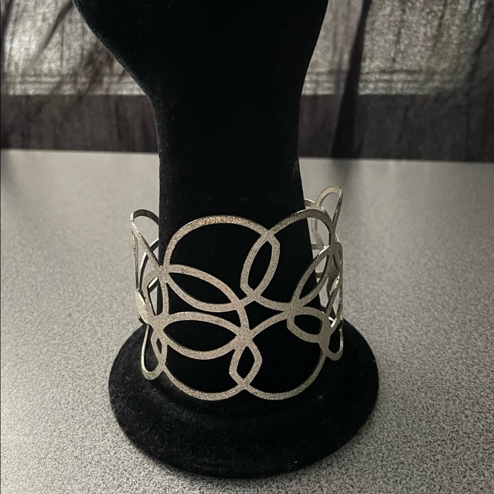 Vintage Frosted Silver Toned Cuff Bracelet